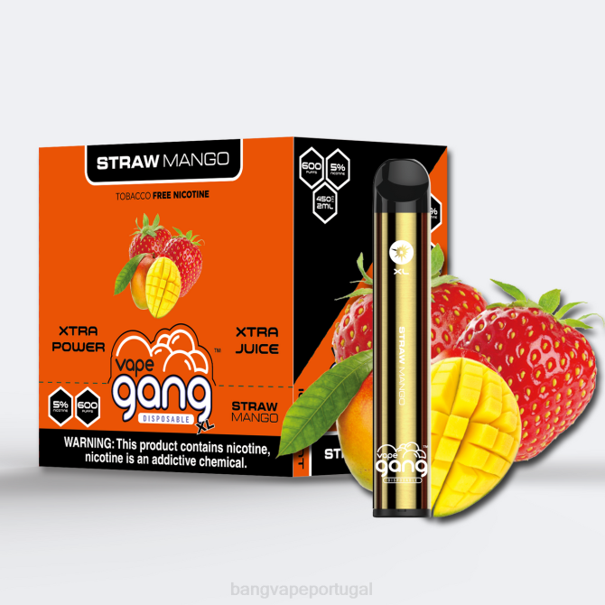2NRV66 Vape Gang XL vapes descartáveis ​​600 baforadas (caixa com 10) manga palha | Vape Gang Disposables