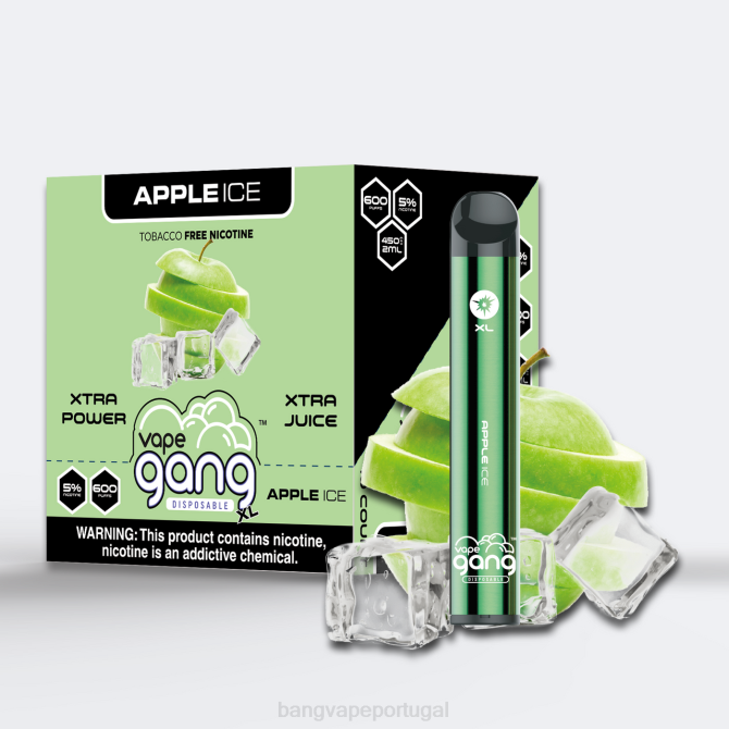 2NRV67 Vape Gang XL vapes descartáveis ​​600 baforadas (caixa com 10) gelo de maçã | Vape Gang Vape