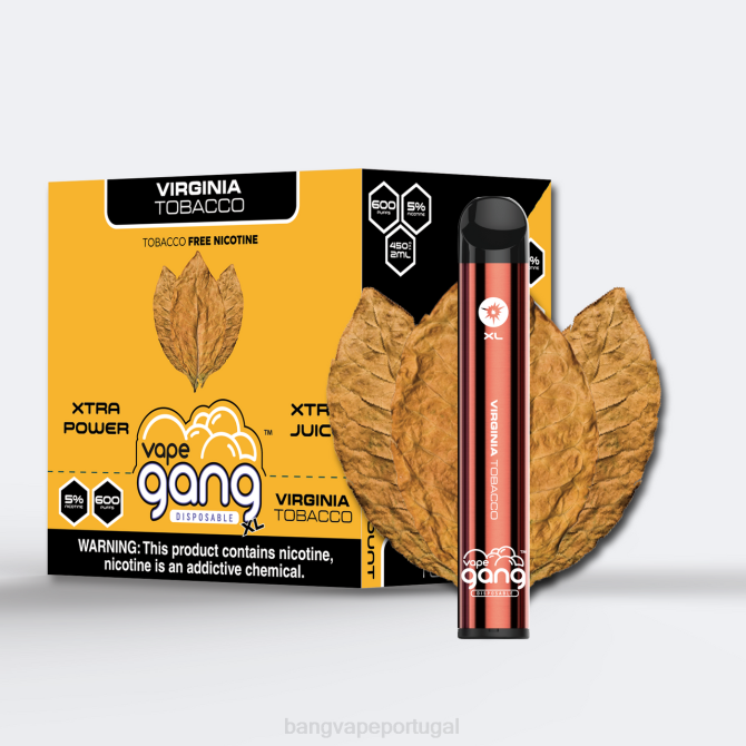 2NRV70 Vape Gang XL vapes descartáveis ​​600 baforadas (caixa com 10) tabaco da Virgínia | Vape Gang Flavors