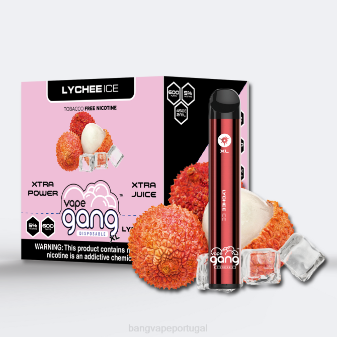 2NRV75 Vape Gang XL vapes descartáveis ​​600 baforadas (caixa com 10) gelo de lichia | Bang Vape Lisbon