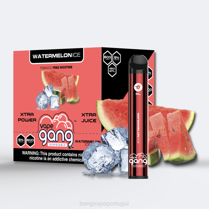 2NRV76 Vape Gang XL vapes descartáveis ​​600 baforadas (caixa com 10) gelo de melancia | Vape Gang Disposables