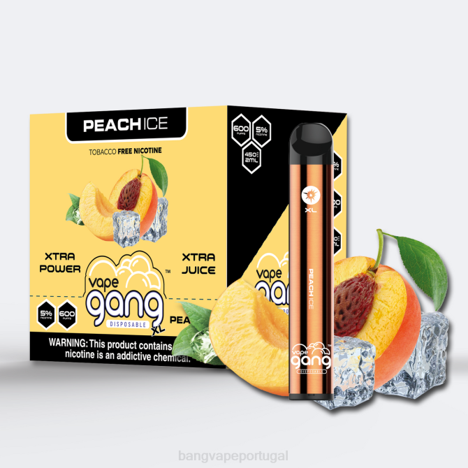 2NRV77 Vape Gang XL vapes descartáveis ​​600 baforadas (caixa com 10) gelo de pêssego | Vape Gang Vape